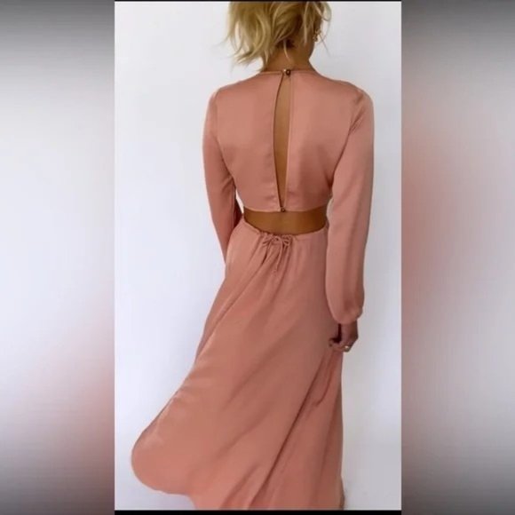 NWT RESA Noelle Sedona Blush Pink Satin Maxi Dress Women's X-Small XS - Picture 2 of 6